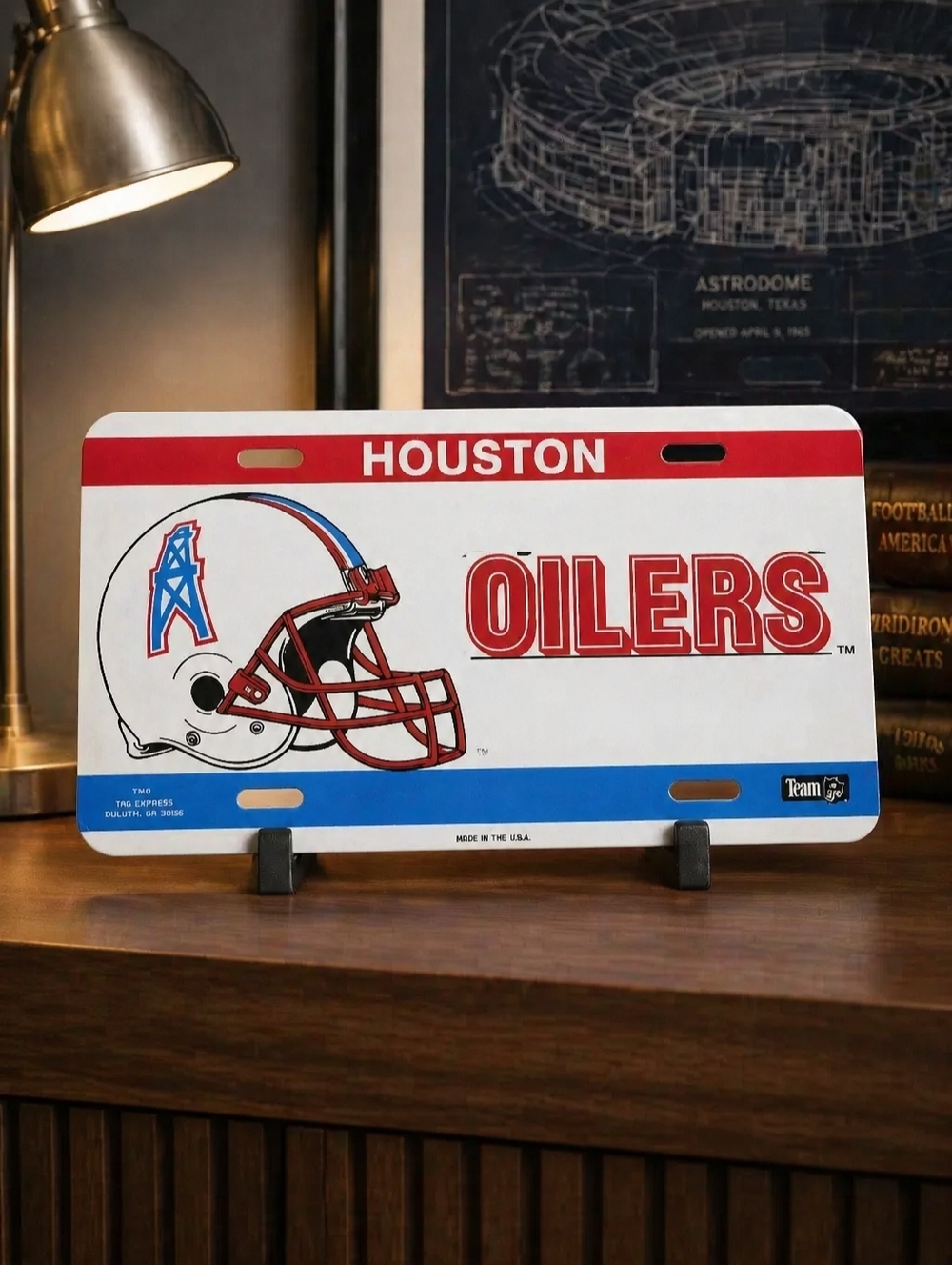 Vintage Houston "Oilers" Plastic License Plate Regular Size